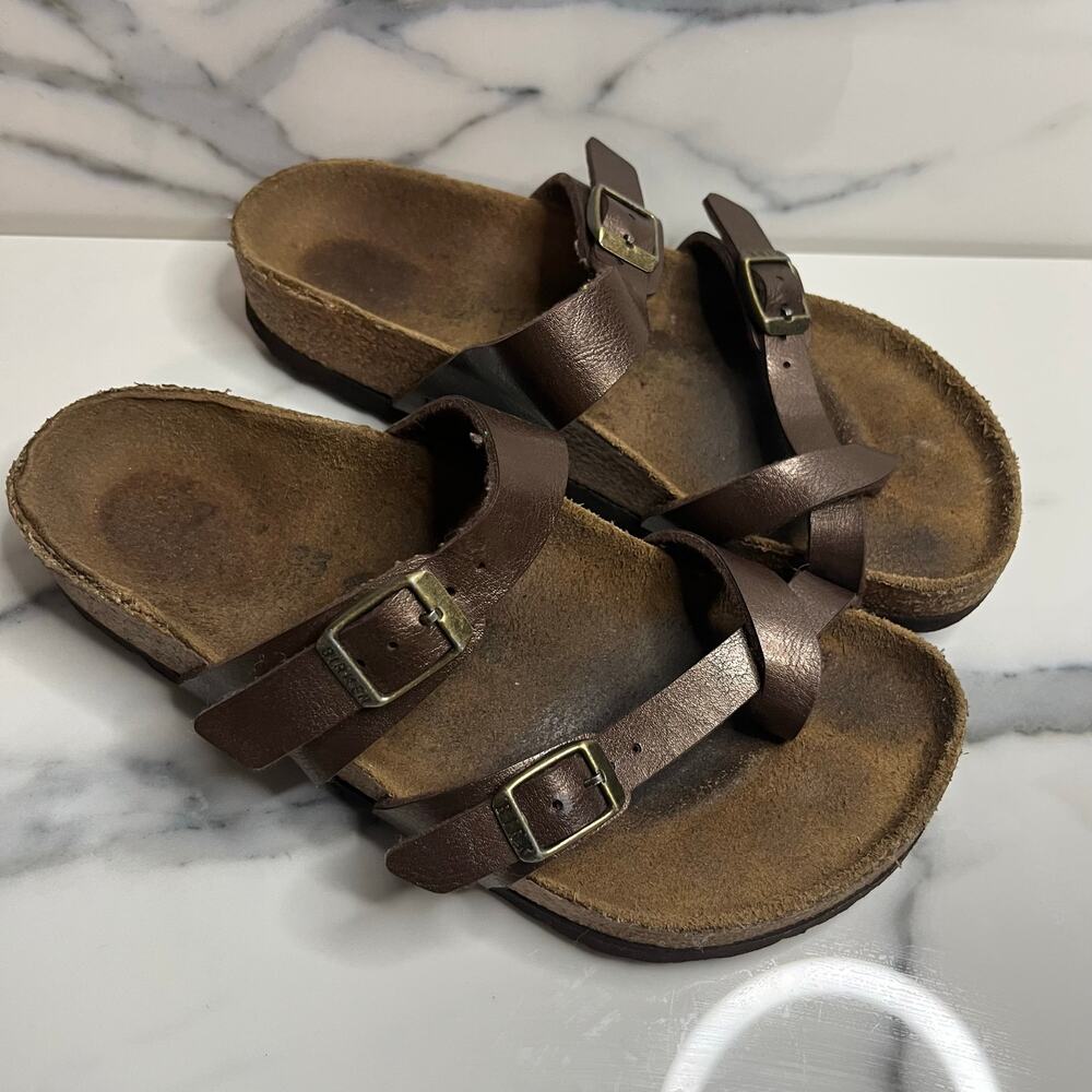 Birkenstock Women's Bronze Leather Closet Staple Mayari Sandals Sz 35 W Sz 4-4.5